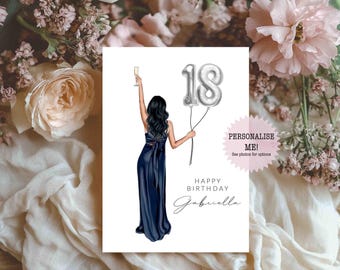 Personalised 18th Birthday Card / 18th - Milestone Birthday - Card for Her - Daughter Card - Friend Card - Birthday Balloons - Personalized