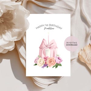 Biglietto d'auguri personalizzato DIGITALE per il primo compleanno / 1° compleanno - Biglietto personalizzato - Biglietto per nipote - Biglietto per nipote - Biglietto per lei