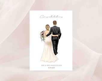 Congratulations Bride and Groom Card / Card for Wedding - Bride and Groom - Mr and Mrs - Personalised Card (REF:106)