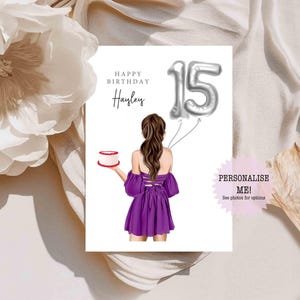 Personalised 15th Birthday Card / Happy Birthday - 15th Birthday - Card for Friend - Card for Daughter - Personalised Card - Keepsake