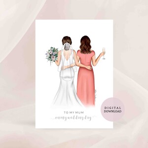 STAMPABILE DIGITALE - Alla mia mamma nel giorno del mio matrimonio / Biglietto personalizzato - Biglietto per la mamma - Madre della sposa - Sposa e madre - Ricordo