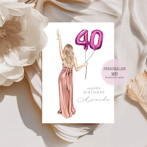 Personalised 40th Birthday Card / Card for Friend - Card for Sister - Birthday Balloons - Happy Birthday - 40th - Milestone Birthday