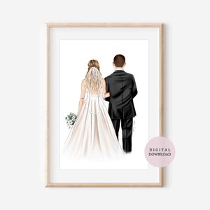 Gepersonaliseerde DIGITALE AFDRUKBARE van bruid en vader / bruid - trouwkunst - huwelijkscadeau - aandenken - cadeau voor papa - vader van de bruid