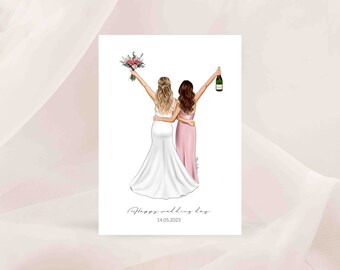 Happy Wedding Day Card / Bride Card - Wedding Card - Friend Card - Best Friend - Card for Her (REF:31)