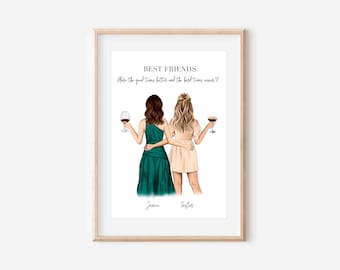 Best Friend Print / Gift for Bestie - Gift for Her - Personalised Gift - Wall Art
