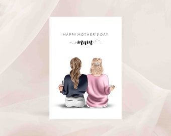 Mother's Day Card / Personalised Mother's Day Card - Card for Mum - Mother and Daughter - Customised Card (REF:121)