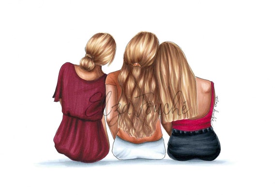 The Blondes Best Friends Sisters Bff Best Friend Art Etsy