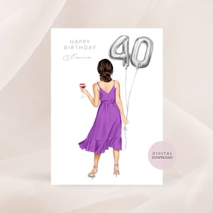 Meilenstein Karte - Personalisierte Karte - 40. Geburtstag - Herzlichen Glückwunsch zum Geburtstag - Karte für Sie - Digitaler Download - Digitale Karte