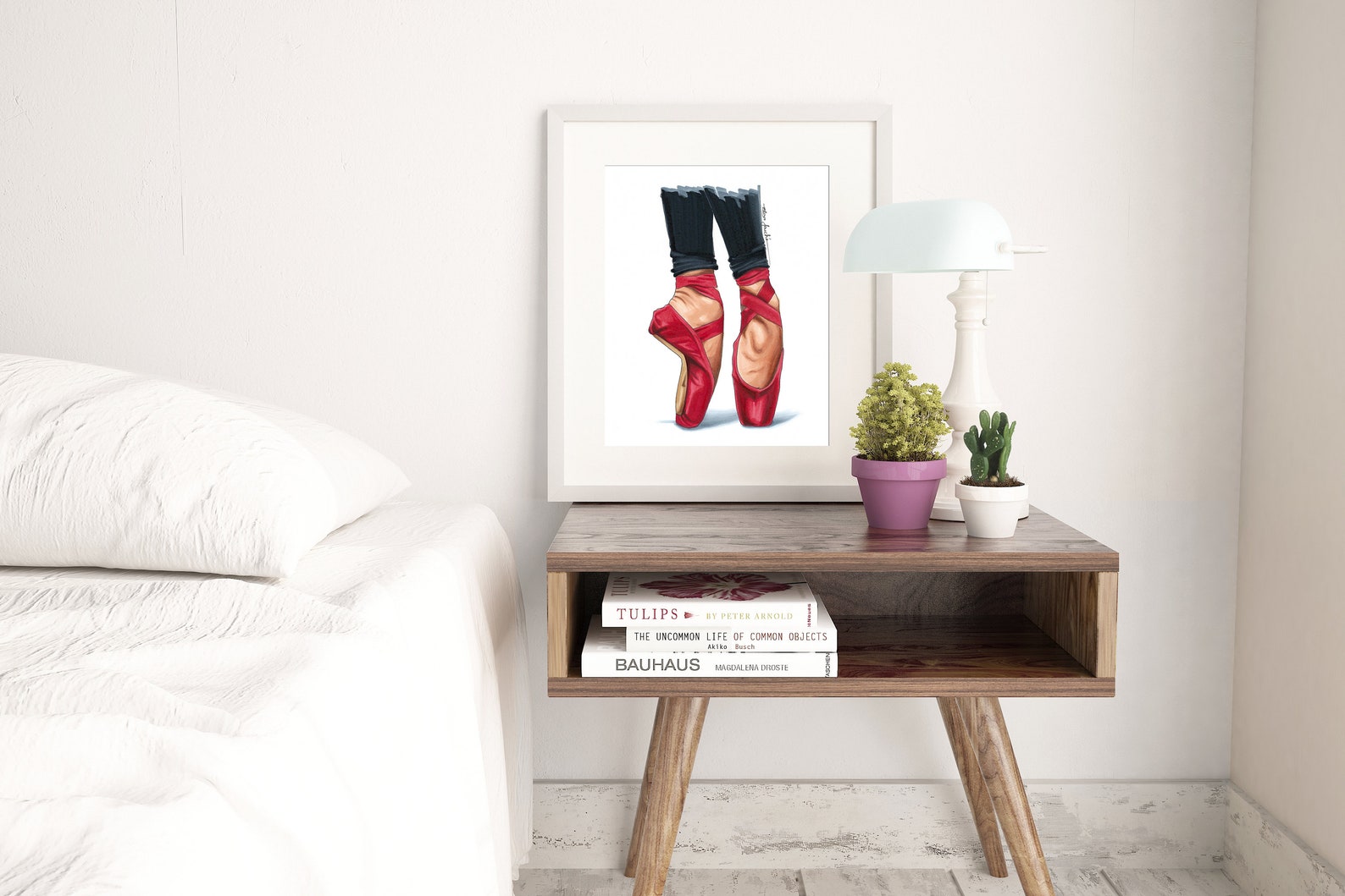 red ballet shoes - gifts for her - fashion art print - fashion illustration - ballet - ballerina - ballet art - ballet print