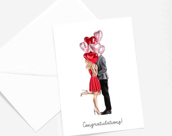 Congratulations card / Card for Engaged Couple - Engagement - Couple Card