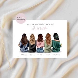DIGITAL PRINTABLE / 5 Freunde Geburtstag - Beste Freundin Geburtstagskarte - Karte für Freundin - Beste Freunde - Karte für Sie - Digital Download