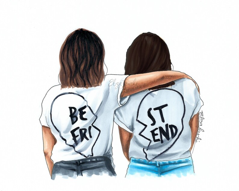 Meilleur ami bestie bff impression d'amitié art | Etsy
