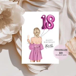 Personalised 18th Birthday Card / Card for Her - 18th Birthday - Happy Birthday - Milestone Birthday - Birthday Card with name
