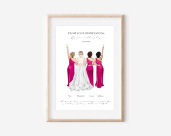 3 Bridesmaids / Personalised Print - From Your Bridesmaids - Wedding Gift - Personalised Gift - Keepsake Gift