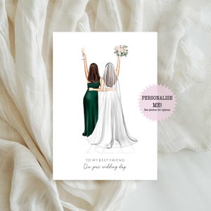 Personalised To My Best Friend On Wedding Day Card / Card for Friend - Card for Her - Bridal Card - Wedding Day Card - Best Friend