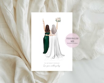 Personalised To My Best Friend On Wedding Day Card / Card for Friend - Card for Her - Bridal Card - Wedding Day Card - Best Friend