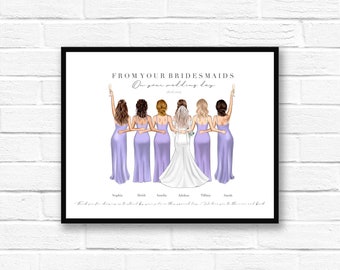 5 Bridesmaids / Personalised Digital Print - From Your Bridesmaids - Wedding Gift - Personalised Gift - Keepsake Gift