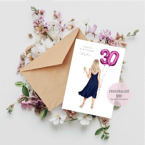 Personalised 30th Birthday Card / Card for Her - Friend Card - Sister Card - Customised Card - Happy Birthday - Keepsake Card