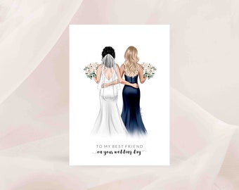 To my Friend on your Wedding Day / Customisable Card - Card for Bride - Personalised Card - Card for Her - Wedding Card (REF:78)