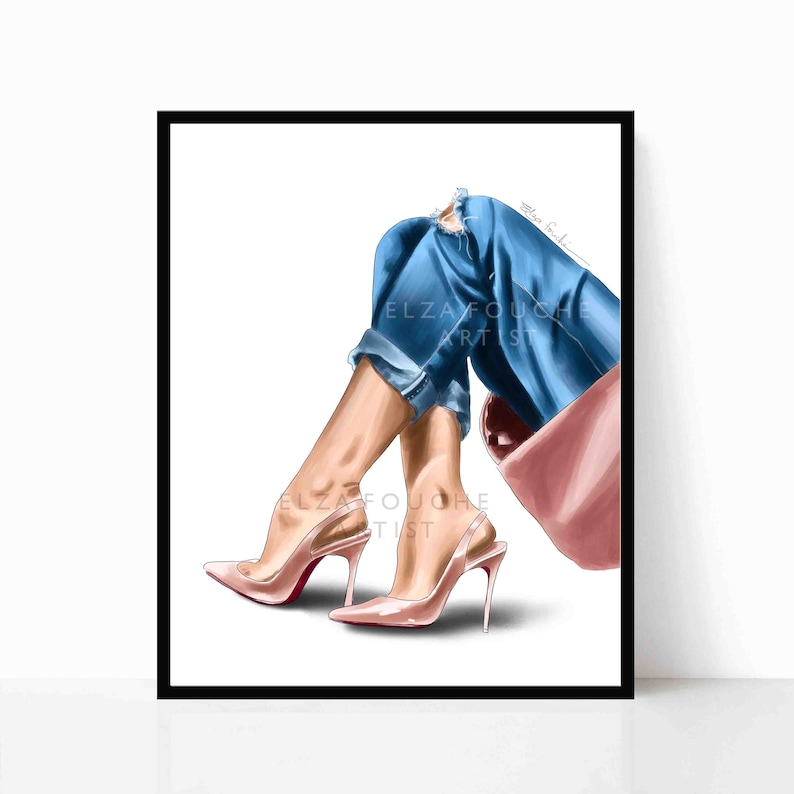 Gifts for Her Shoe Art Nude Heels Fashion Print Fashion Illustration Fashion Artwork