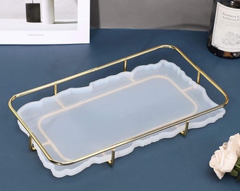 Rectangle Tray Frame with Resin Tray Mold, Geode Agate Platter Mold Serving Board 12.5x7.25inch