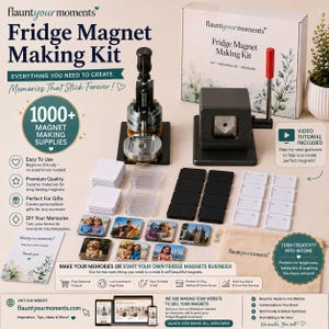 Fridge Magnet Making Kit with Machine & Cutter | 1000 Magnet Supplies | Photo Magnet Maker Kit I DIY Craft Business Starter Kit