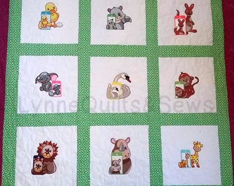 Quilt Phone Selfie Animals Machine Embroidery designs 54"x54" (137cmsx137cms) 100% Cotton Fabric, Custom quilting