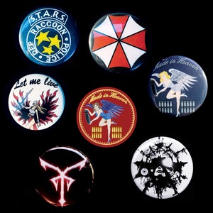 Resident Evil (biohazard) Set of Pinback Buttons, Magnets, or Keychains