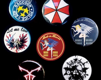 Resident Evil (biohazard) Set of Pinback Buttons, Magnets, or Keychains