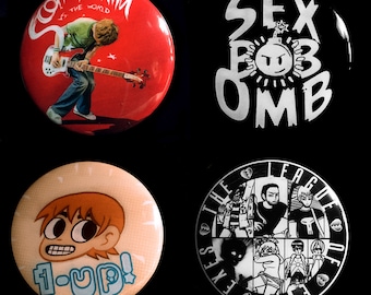 Scott Pilgrim Set of Buttons, Magnets, or Keychains