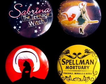 Sabrina The Teenage Witch Set of Buttons, Magnets, or Keychains