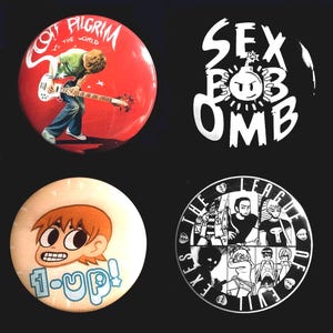 Scott Pilgrim Set of Buttons, Magnets, or Keychains