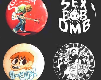 Scott Pilgrim Set of Buttons, Magnets, or Keychains