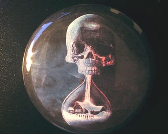 Botón, imán o llavero con diseño de calavera hasta el amanecer
