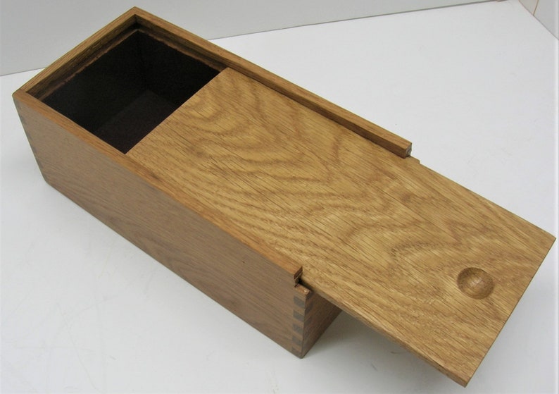 Wooden sliding top box with dovetail joinery and flocking Etsy