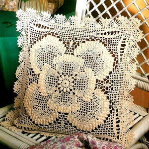 Vintage Crochet PATTERN Filet Crochet Pillow Cover Vintage Filet Crochet PATTERN in PDF