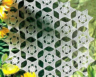 Nappe vintage au crochet, napperon au crochet, tapis de table au crochet, napperon au crochet, centre de table au crochet, motif vintage en PDF
