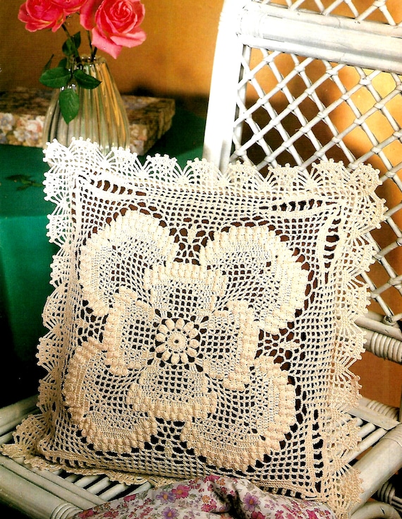 Vintage Crochet PATTERN Filet Crochet Pillow Cover Vintage Etsy