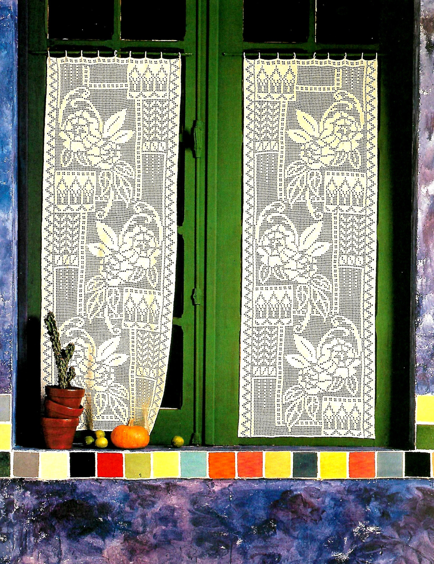 Garden Roses Filet Curtains