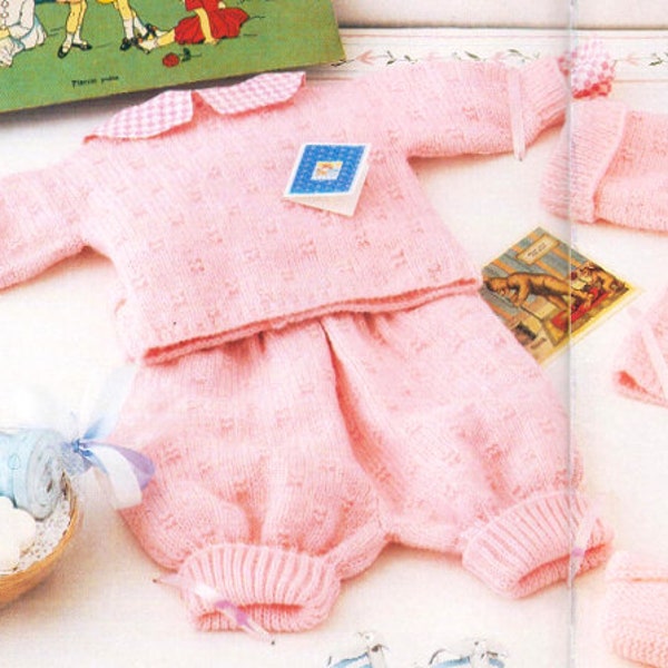 Vintage Knitting PATTERN Baby Layette Knitted Baby Sweater Knitted Baby Pants Knitting Pattern Baby Coat Knitted Baby Hat ( PDF ) in English