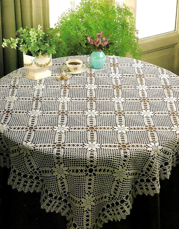 ヴィンテージ クロシェ パターン テーブルクロス クロシェ モチーフ