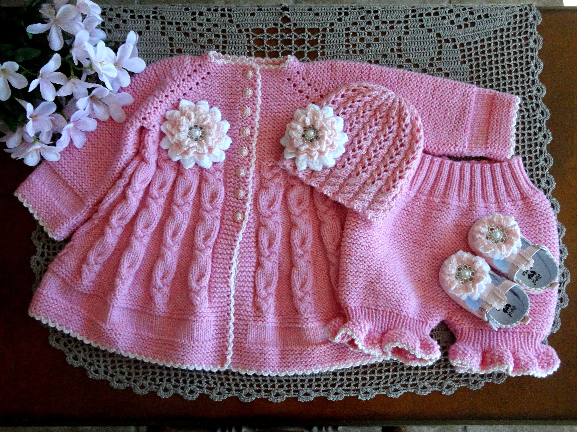 Baby Girl Cardigan Crochet Baby Dress Knitted Baby Pants Baby | Etsy