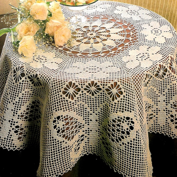 Vintage Crochet PATTERN Tablecloth  Filet Crochet Butterfly Tablecloth PATTERN in PDF