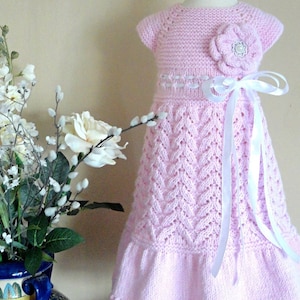 Knitting PATTERN Baby Dress Baptism Baby Girl Outfit Christening Baby Dress Pattern Knitted Flower Knitted Baby Dress PATTERN in English