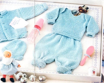 Vintage Knitting PATTERN Baby Layette Knitted Baby Sweater Knitted Baby Pants Knitting Pattern Baby Coat Knitted Baby Hat ( PDF ) in English