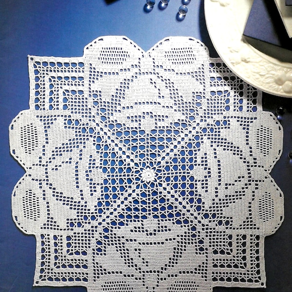 Vintage Crochet PATTERN Tablecloth Filet Crochet Placemat Crochet Table Mat Crochet Doily Crochet Table Center Vintage Pattern in PDF