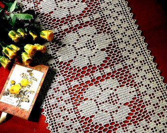 Vintage Crochet PATTERN Table Runner Filet Crochet Placemat Crochet Table Mat Crochet Doily Crochet Table Center Vintage Pattern in PDF