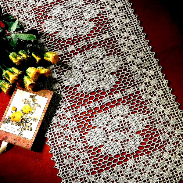 Vintage Crochet PATTERN Table Runner Filet Crochet Placemat Crochet Table Mat Crochet Doily Crochet Table Center Vintage Pattern in PDF