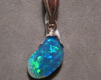 1.70 ct Brilliant Opal Pendant - Solid Australian Opal, Silver - Resin Backing