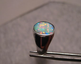 Bague opale multicolore - Opale australienne solide, argent 925, TAILLE 9 US